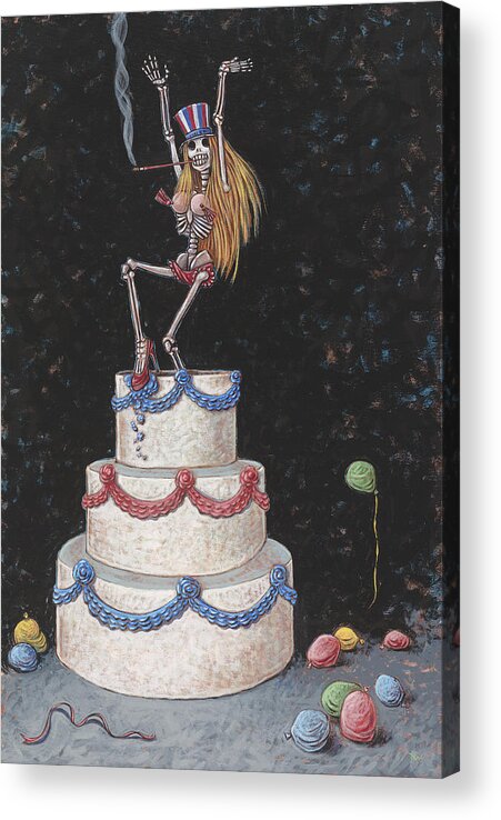Skeleton Acrylic Print featuring the painting Cake by Holly Wood