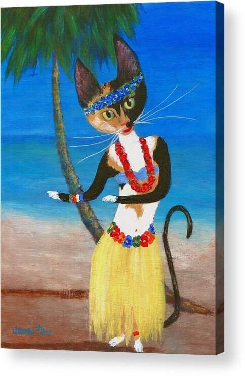 Calico Acrylic Print featuring the painting Calico Hula Queen by Jamie Frier