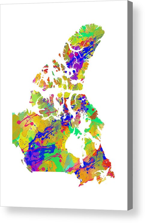 Canada Acrylic Print featuring the photograph Canada Watercolor Map by Chris Smith