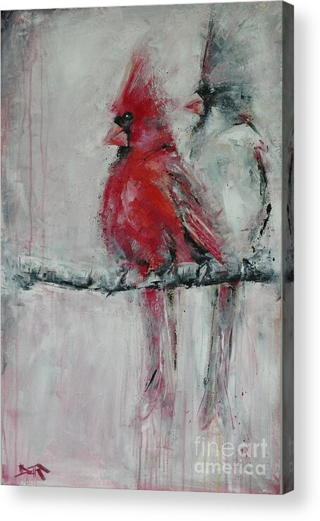 Cardinal Acrylic Print featuring the painting Cardinals Rule by Dan Campbell