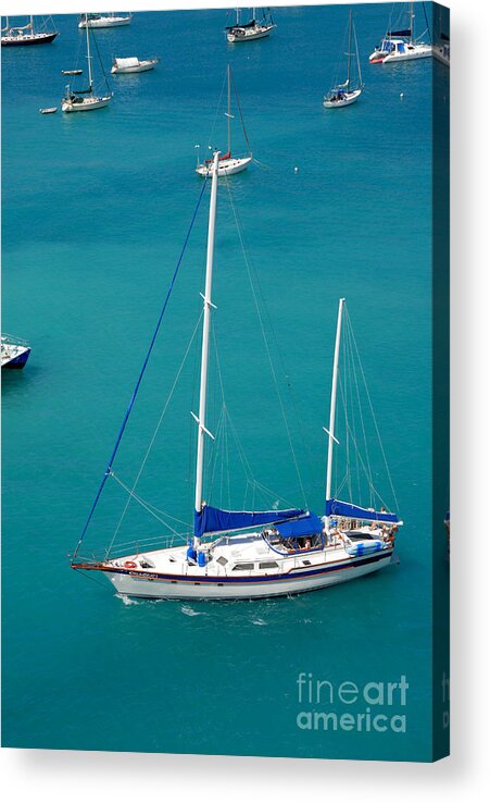 Azure Waters Acrylic Print featuring the photograph Caribbean Sailboat by Amy Cicconi