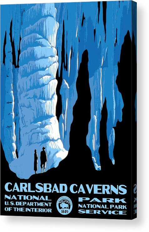 Vintage Acrylic Print featuring the photograph Carlsbad Caverns National Park Vintage Poster by Eric Glaser