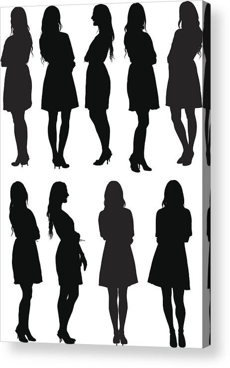 White Background Acrylic Print featuring the drawing Casual women standing by 4x6