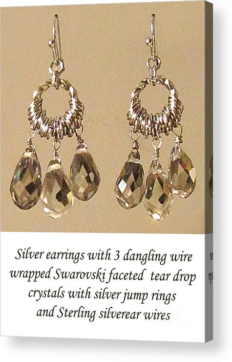Earrings Acrylic Print featuring the jewelry Champagne Danglers by Jennie Breeze