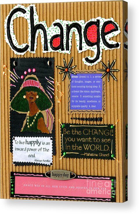 Acrylic Acrylic Print featuring the mixed media Change - Handmade Card by Angela L Walker