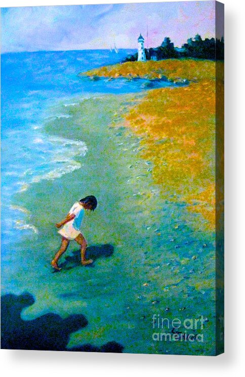 Little Girl Acrylic Print featuring the pastel Chasing Shadows - 4 by Gretchen Allen