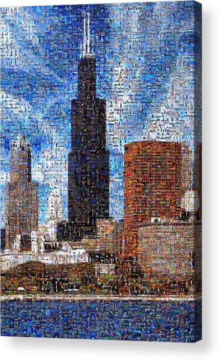 Mosaic Acrylic Print featuring the digital art Chicago Photo Mosaic by Wernher Krutein