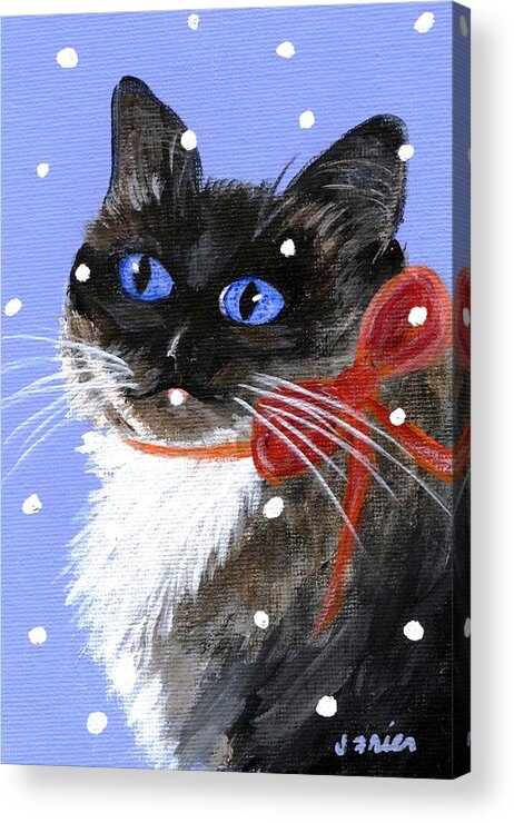 Christmas Acrylic Print featuring the painting Christmas Siamese by Jamie Frier