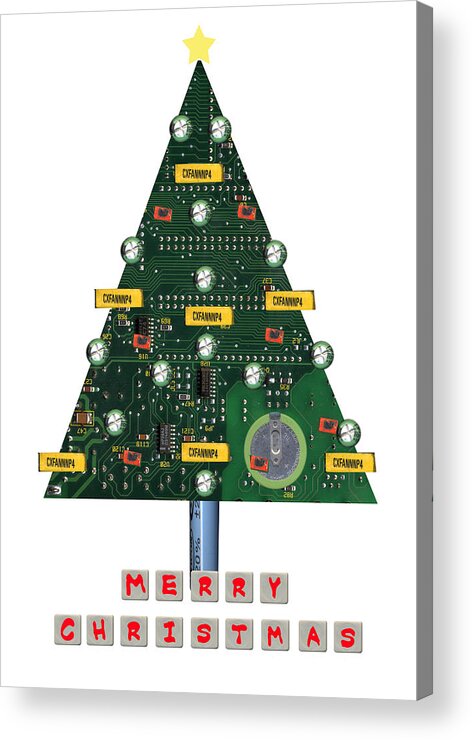 Christmas Paintings Acrylic Print featuring the painting Christmas Tree Motherboard by Mary Helmreich