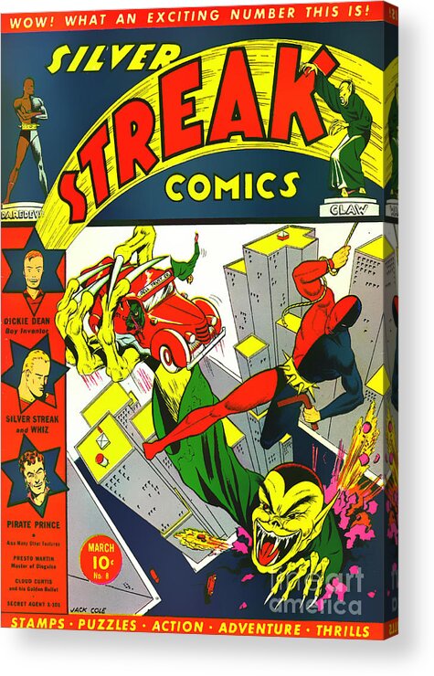 Comics Acrylic Print featuring the photograph Classic Comic Book Cover - Silver Streak Comics Daredevil - 0320 by Wingsdomain Art and Photography