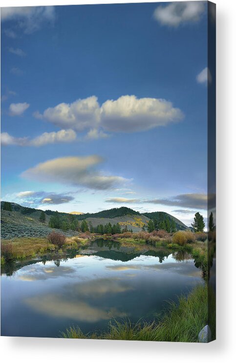 Feb0514 Acrylic Print featuring the photograph Clouds Reflected In Salmon River Idaho by Tim Fitzharris