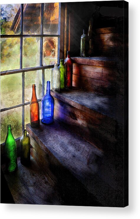 Savad Acrylic Print featuring the photograph Collector - Bottle - A collection of bottles by Mike Savad
