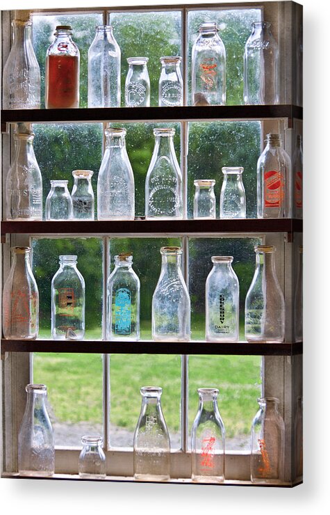Milk Acrylic Print featuring the photograph Collector - Bottles - Milk Bottles by Mike Savad