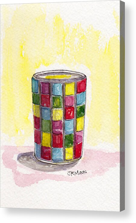 Bright Colors Acrylic Print featuring the pastel Colorful Candleholder by Julie Maas