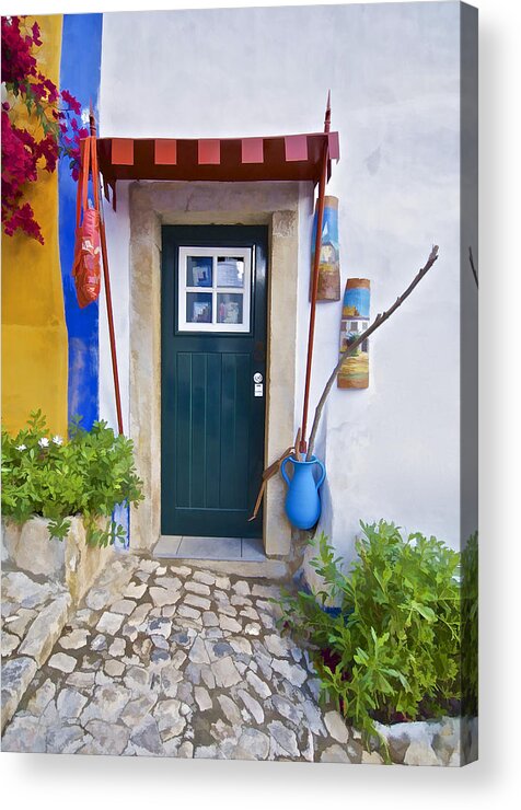 Obidos Acrylic Print featuring the photograph Colorful Door of Obidos by David Letts