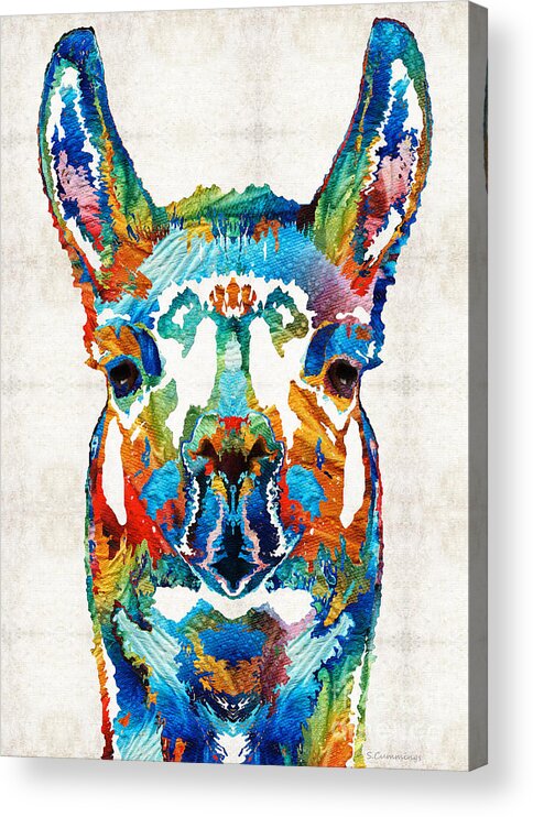 Llama Acrylic Print featuring the painting Colorful Llama Art - The Prince - By Sharon Cummings by Sharon Cummings