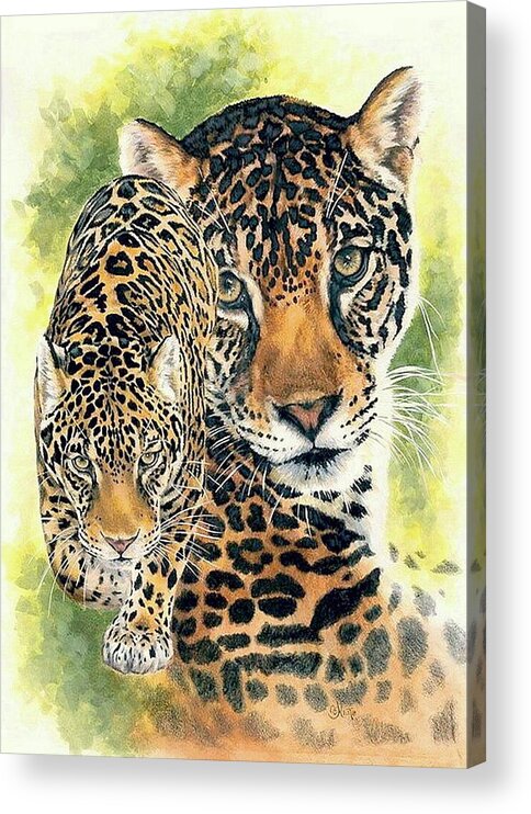 Jaguar Acrylic Print featuring the mixed media Compelling by Barbara Keith