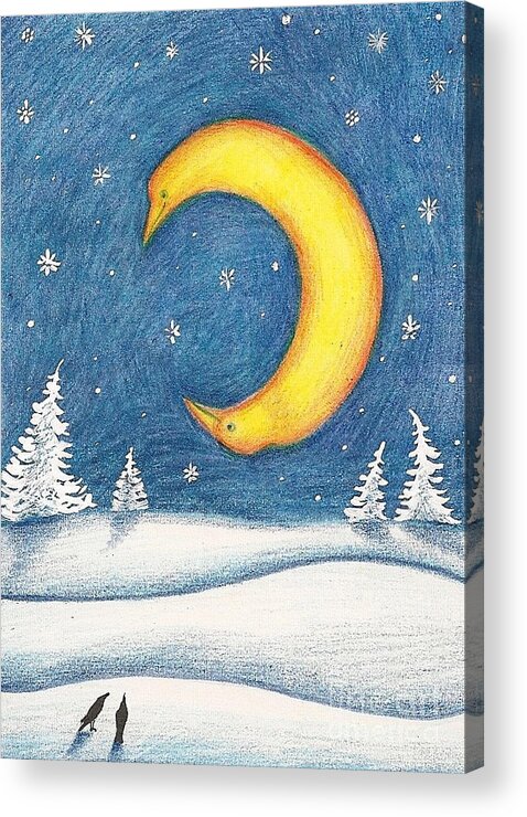 Print Acrylic Print featuring the painting Crescent Moon by Margaryta Yermolayeva