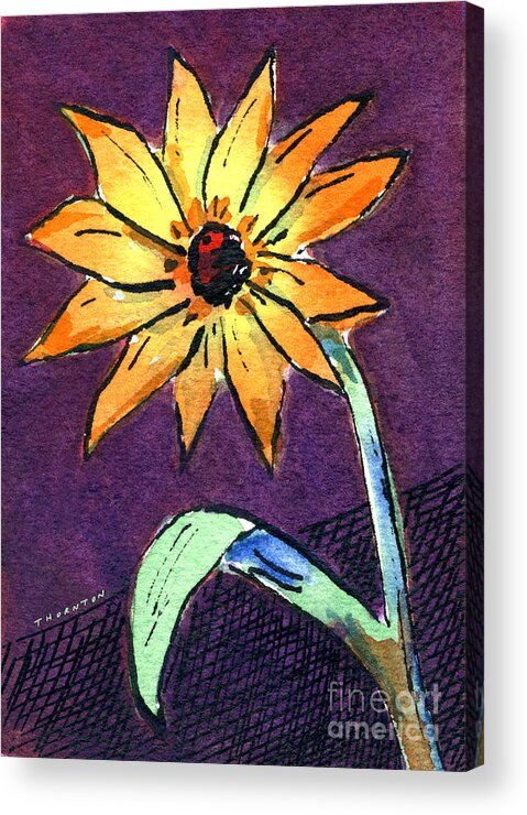 Daisy Acrylic Print featuring the painting Daisy on Dark Background by Diane Thornton