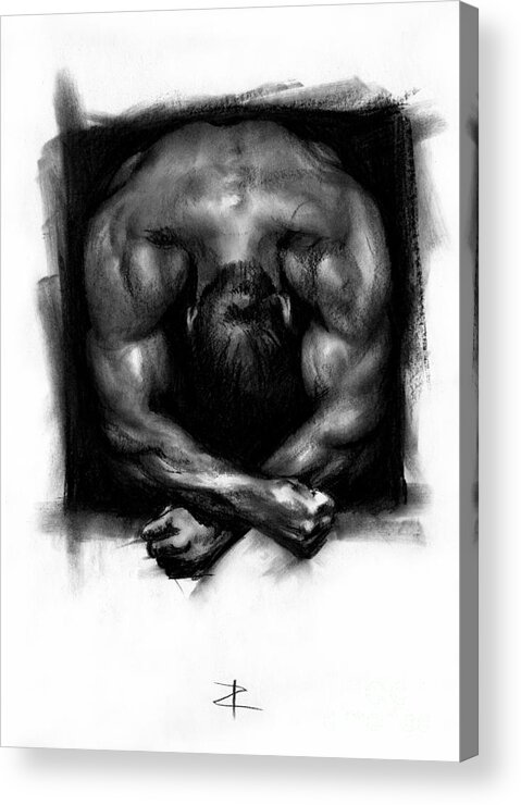 Figurative Acrylic Print featuring the drawing Despondent by Paul Davenport