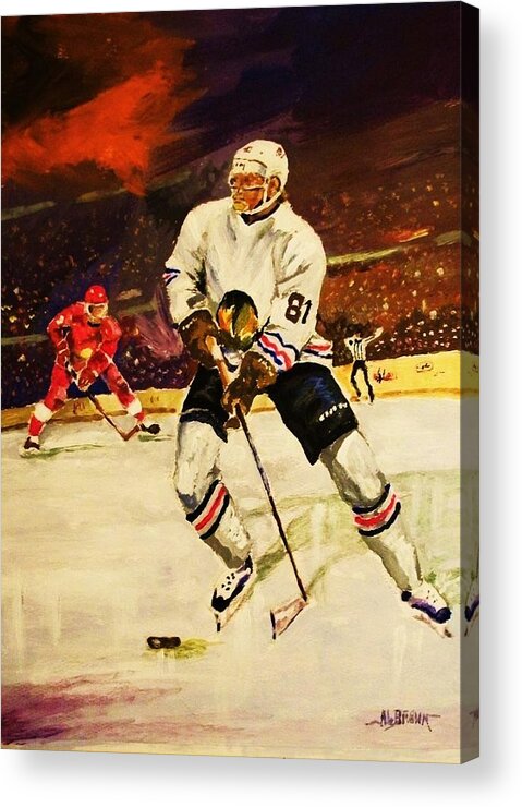 Hockey Acrylic Print featuring the painting Drama on Ice by Al Brown