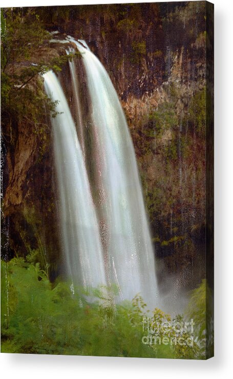 Waterfall Acrylic Print featuring the mixed media Duel Falls by Bob Senesac