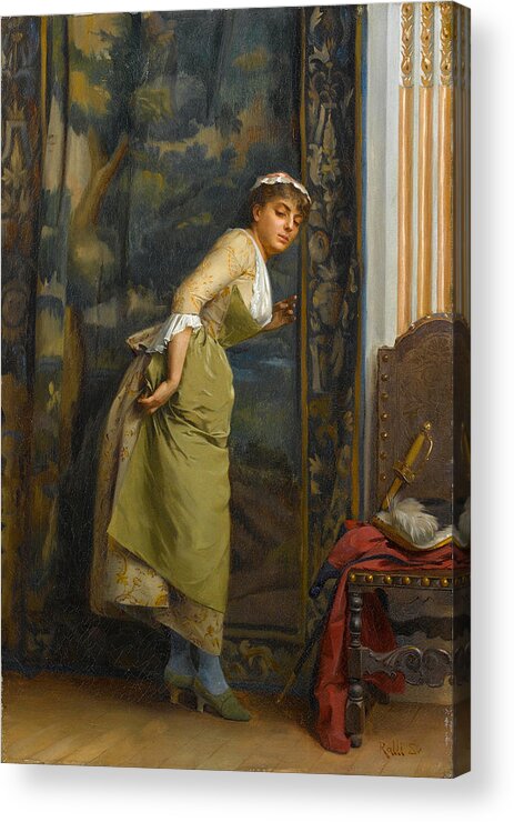 Theodoros Rallis Acrylic Print featuring the painting Eavesdropping by Theodoros Rallis