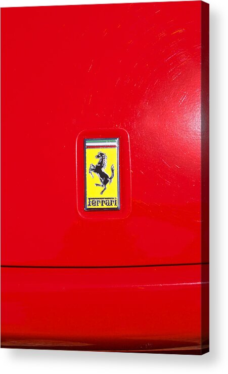 Accessory Acrylic Print featuring the photograph Ferrari Badge 4 by Dave Koontz