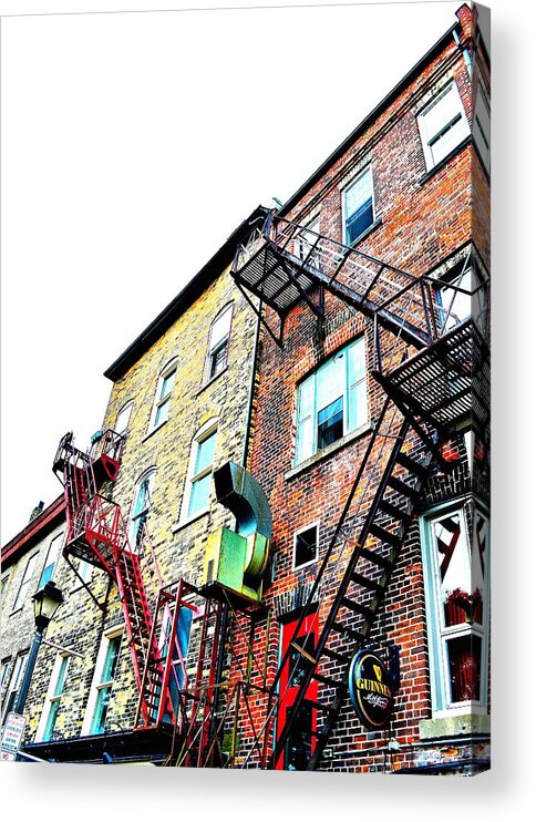 Architecture Acrylic Print featuring the photograph Fire Escape Lattice - Ontario - Canada by Jeremy Hall