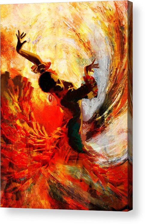 Jazz Acrylic Print featuring the painting Flamenco Dancer 021 by Mahnoor Shah
