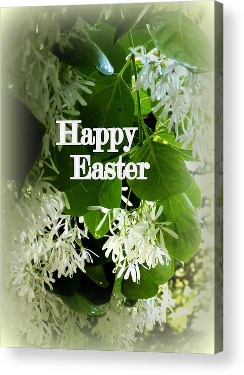 Happy Acrylic Print featuring the photograph Floral Happy Easter Greeting Card by Carla Parris