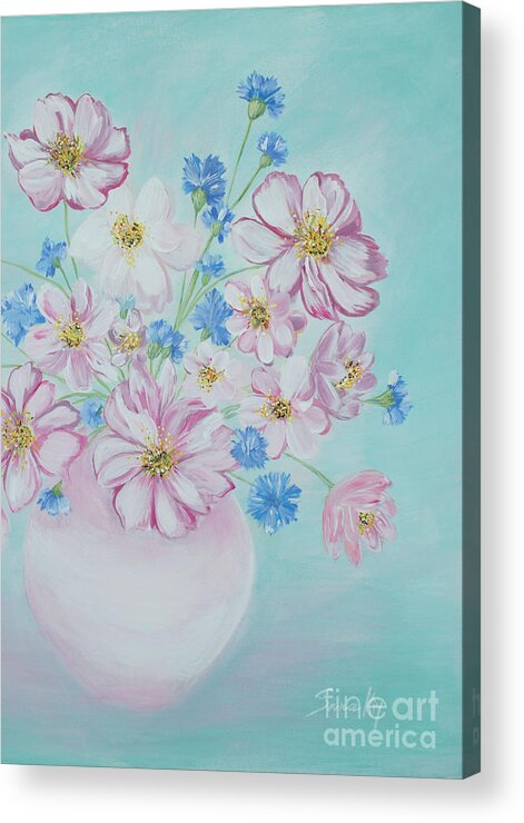Flowers In A Vase Acrylic Print featuring the painting Flowers in a vase. Inspirations collection by Oksana Semenchenko