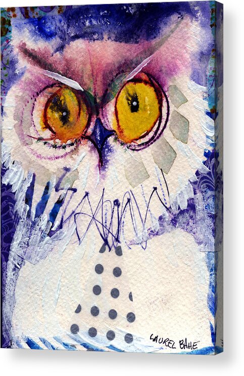 Owl Acrylic Print featuring the painting Fluff by Laurel Bahe