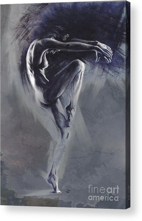 Figurative Acrylic Print featuring the drawing Fount II. textured b. by Paul Davenport