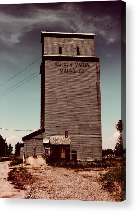 Gallatin Valley Acrylic Print featuring the photograph Gallatin Valley Grain Elevator 2 by Cathy Anderson