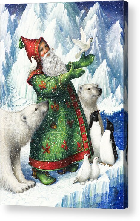 Santa Claus Acrylic Print featuring the painting Gift of Peace by Lynn Bywaters
