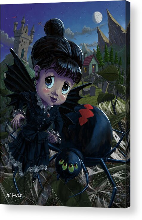 Fairy Acrylic Print featuring the digital art Goth girl fairy with spider widow by Martin Davey