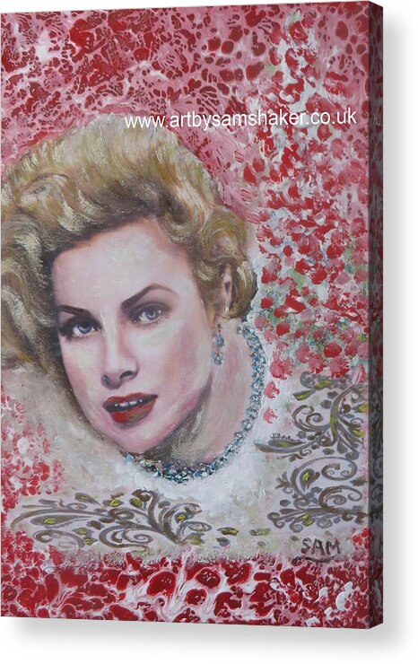 Delightful Grace Kelly Acrylic Print featuring the painting Grace Kelly by Sam Shaker
