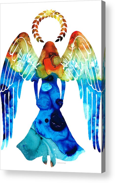 Guardian Acrylic Print featuring the painting Guardian Angel - Spiritual Art Painting by Sharon Cummings