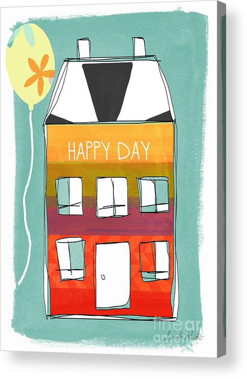 Birthday Acrylic Print featuring the mixed media Happy Day Card by Linda Woods