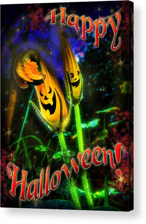 Greeting Card Acrylic Print featuring the digital art Happy Halloween by Alessandro Della Pietra