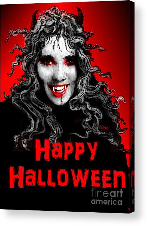 Happy Acrylic Print featuring the digital art Happy Halloween by Carol Jacobs