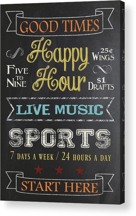 Beer Acrylic Print featuring the digital art Happy Hour by Jaime Friedman