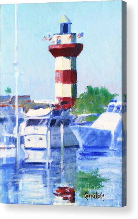 Harbour Town Lighthouse Acrylic Print featuring the painting Harbour Town Lighthouse by Candace Lovely