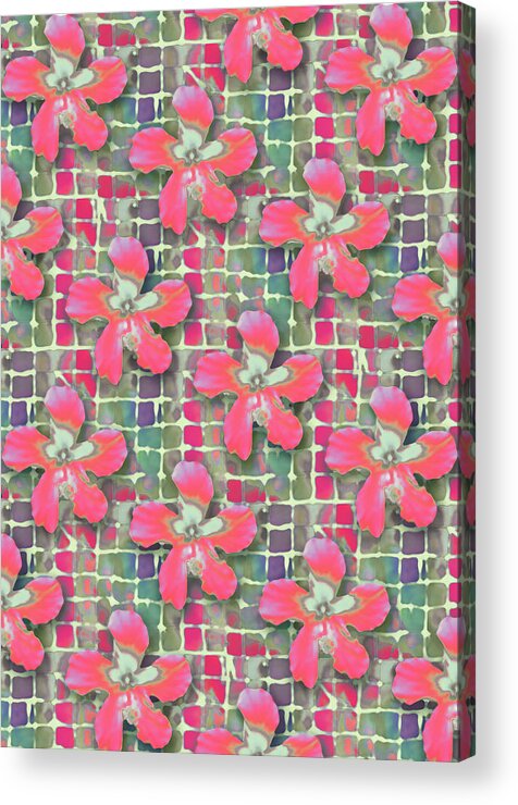 Hibiscus Acrylic Print featuring the painting Hibiscus Pink Water by Deborah Runham