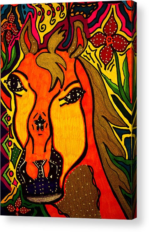 Horse Acrylic Print featuring the drawing Horse - Animal - Friend by Marie Jamieson