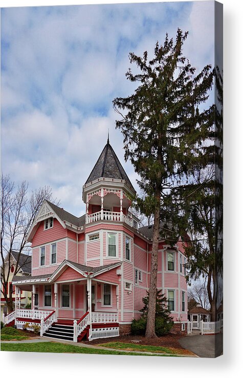 Quaint Acrylic Print featuring the photograph House - Flemington NJ - The Pink Lady by Mike Savad