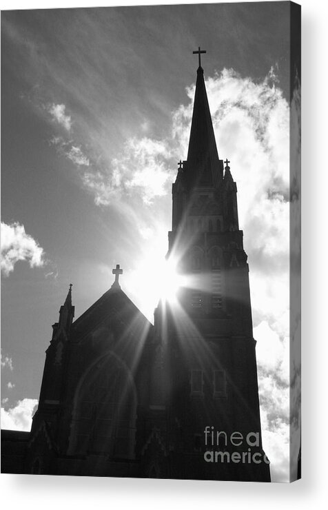Church Acrylic Print featuring the photograph Illumination in Black and White by Chris Anderson