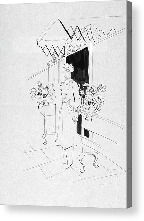 Flowers Acrylic Print featuring the digital art Illustration Of A Doorman by Rene Bouet-Willaumez