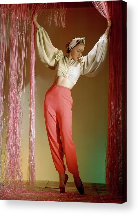 Fashion Acrylic Print featuring the photograph Irina Baronova Under Curtains by Horst P. Horst